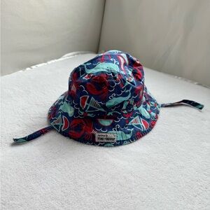 Flap Happy Baby Bucket Hat Blue Sailor Boats Anchor Velcro Chin Strap L
